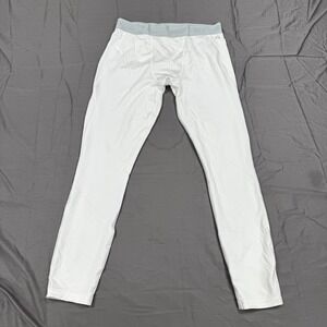 DSG Mens Compression Leggings White Athletic Training Tights Base Layer Large